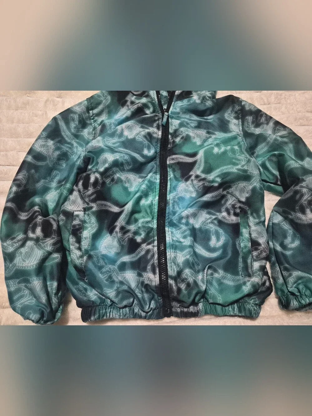 Rain Jacket / Windbreaker Kids Dinosaur Hooded Jacket Size 7/8